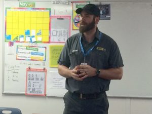 CRC Service Josh Jacobson presents to Mrs. Moffett’s second grade class during Career Week.